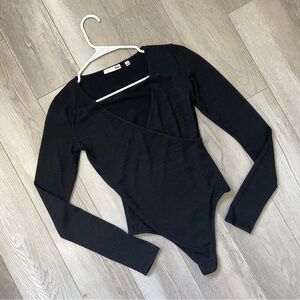 Wilfred Wrap Bodysuit long sleeve womens Black (small) fitted going out party